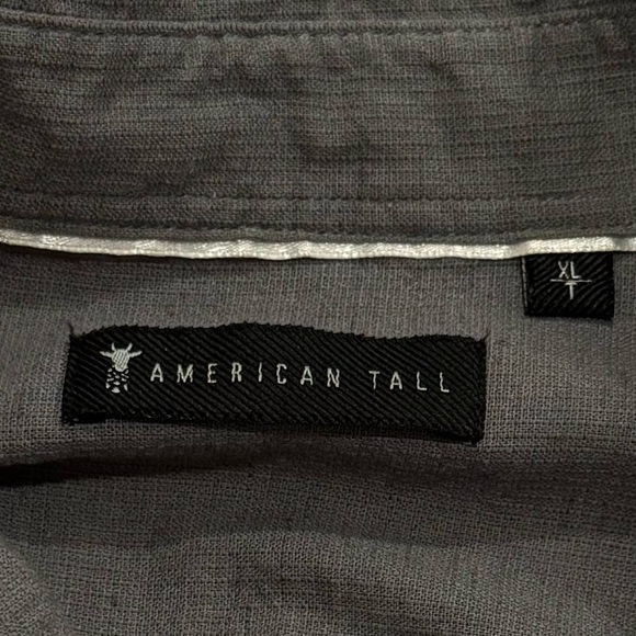 American Tall Slate Grey Linen Blend Long Sleeve Button up Breathable XLT - Picture 7 of 10